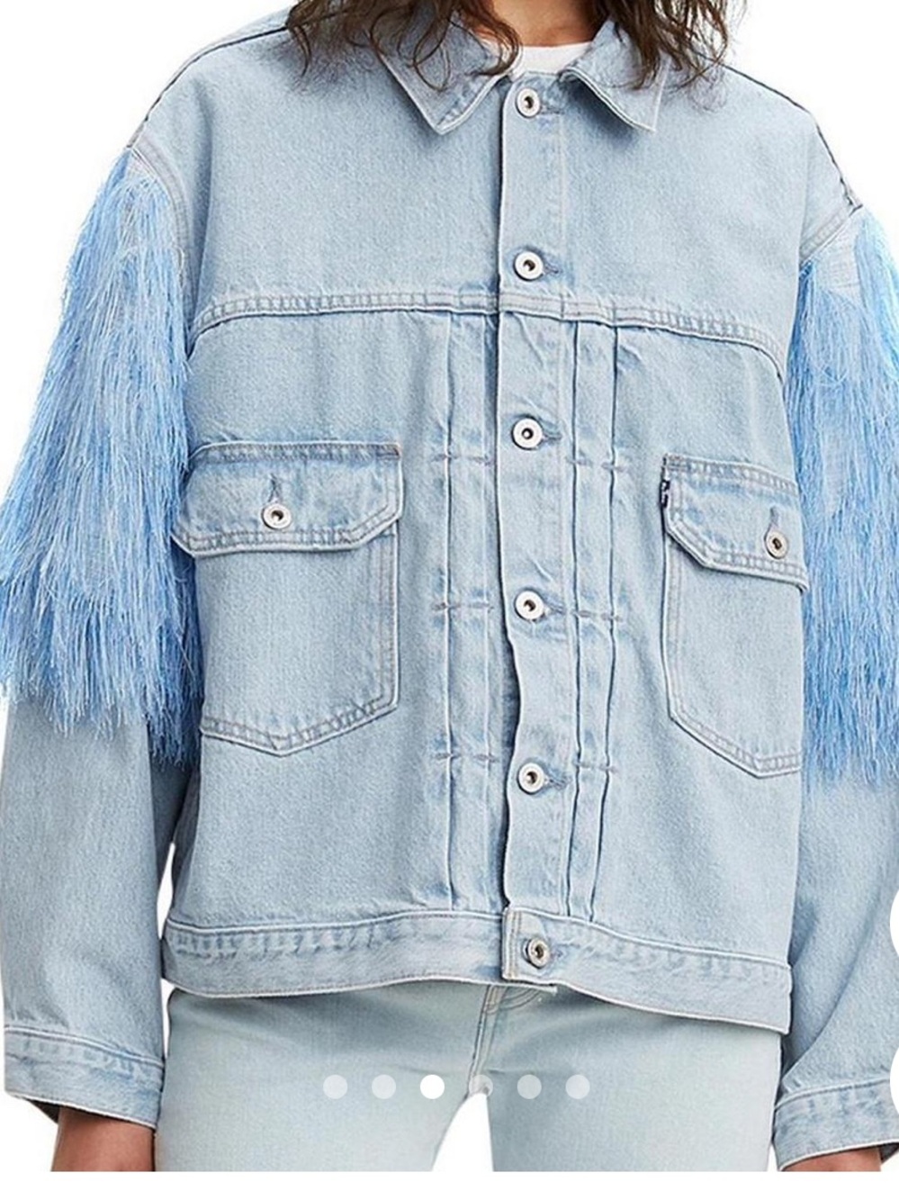 Leviās Light Blue Denim Jacket with Feathered Sleeves limited edition